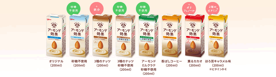 砂糖不使用タイプを発売。200mlは全部で8品のラインアップに