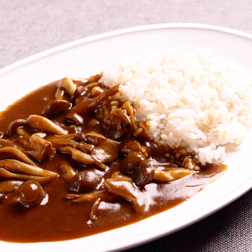 きのこ・もち麦のカレー